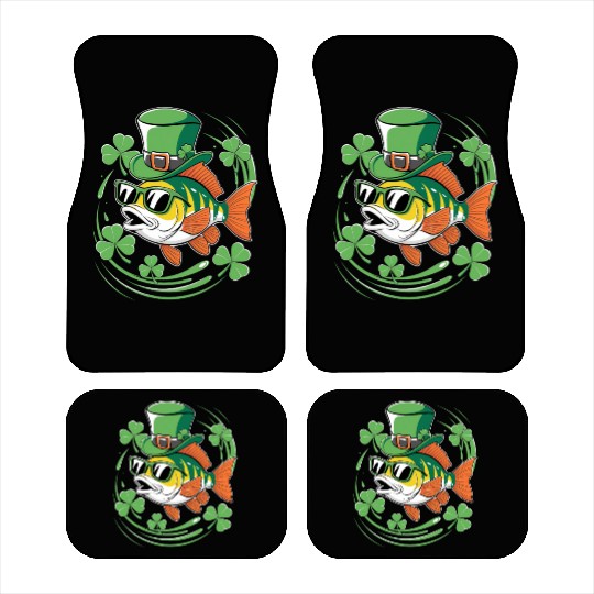 St. Patrick's Day With Fish And Clover Leaves Car Mats