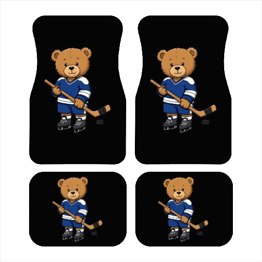 Teddy bear ice hockey player Car Mats