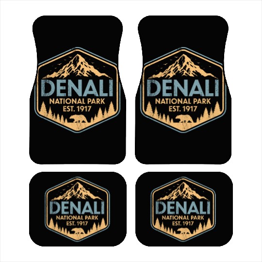 Retro Denali National Park Mountains Nature Car Mats
