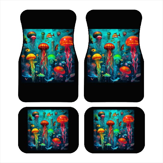 Jellyfish atomic and neon. Car Mats