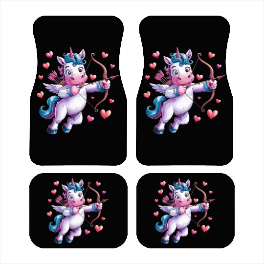 Magical Cupid Unicorn with Hearts and Bow Car Mats