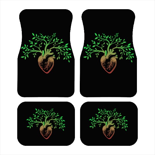 Nature-Inspired Anatomical Heart & Tree Design Car Mats