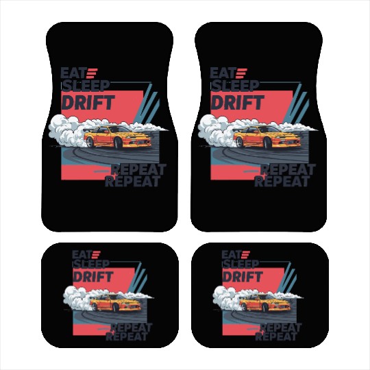Eat Sleep Drift Repeat Car Mats – Neon JDM Car Raci