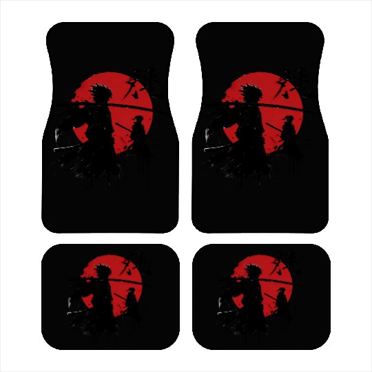 Shadow Samurai Warriors Under Blood Moon Car Mats