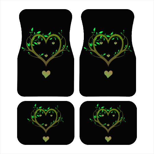 Nature Heart Tree | Green Love Botanical Art Car Mats