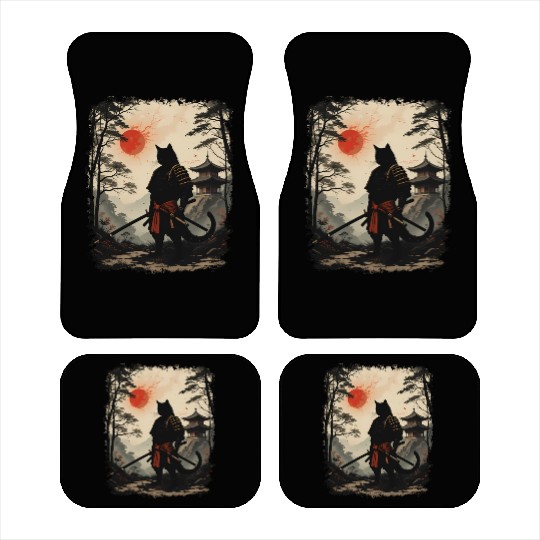 Samurai Cat Warrior Car Mats Design