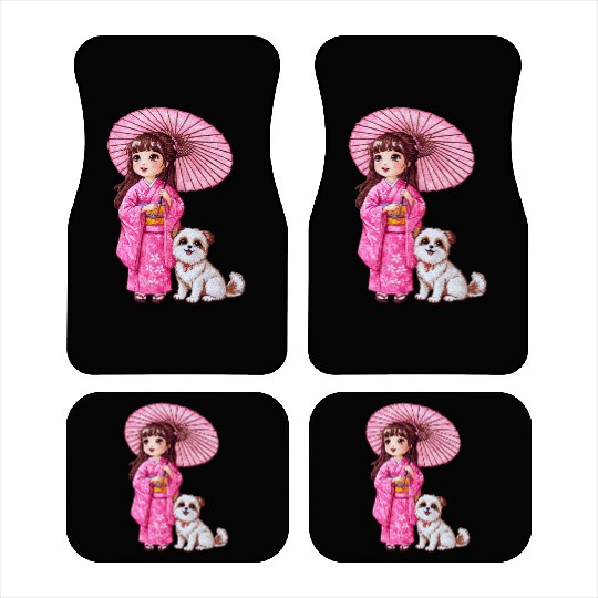 Kimono Girl & Her Loyal Pup Car Mats