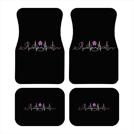 Lesbian Heartbeat Love Pulse Queer Violet Flower Car Mats