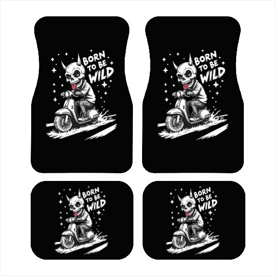 Born to Be Wild - Skull Devil on Scooter Car Mats