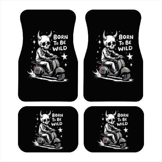 Born to Be Wild - Skull Devil on Scooter Car Mats