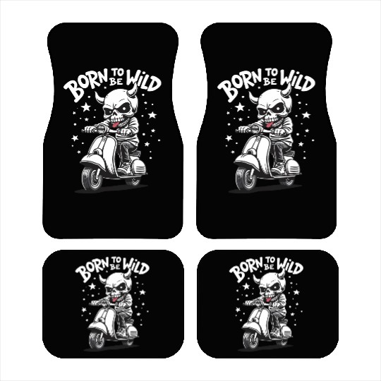 Born to Be Wild - Skull Devil on Scooter Car Mats