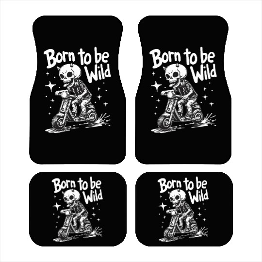 Born to Be Wild - Skull Devil on Scooter Car Mats