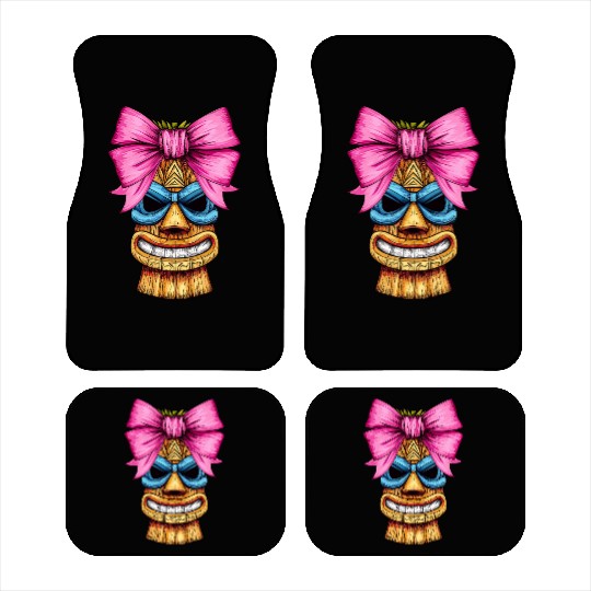 Coquette Bow Tiki Luau Hawaiian Hawaii Tiki Mask Car Mats