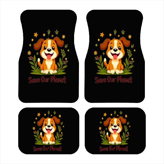 Car Mats - Cute Dog, Save Our Planet, Protect Earth