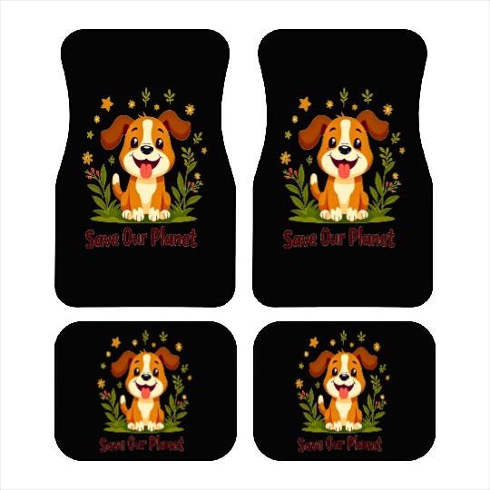 Car Mats - Cute Dog, Save Our Planet, Protect Earth