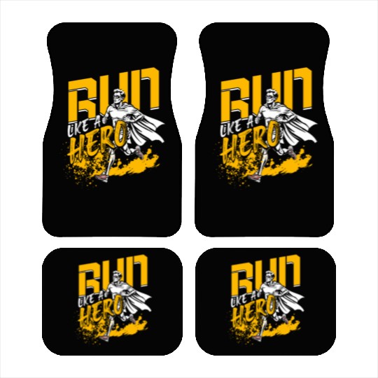Marathon Marathoner Running Run Like A Hero Car Mats