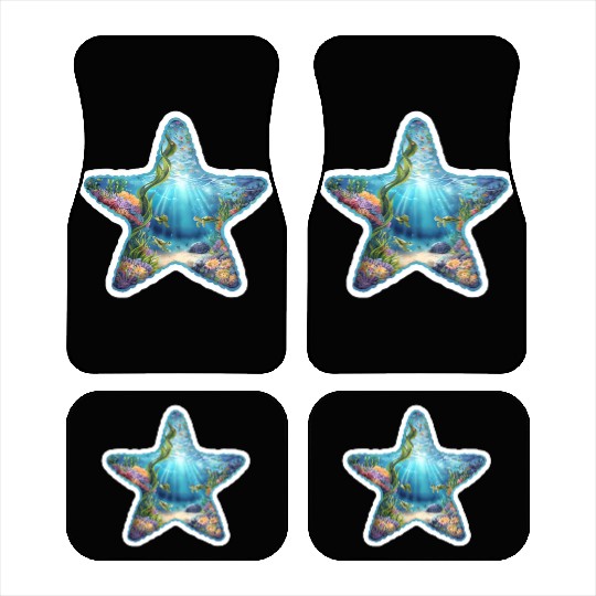Vibrant Starfish Illustration Car Mats