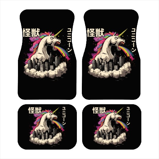 Kaiju Unicorn Japanese Monster Rainbow Car Mats