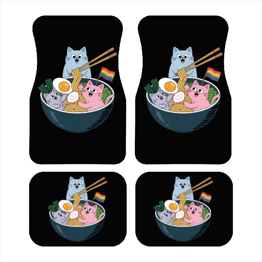 Cats Ramen Rainbow LGBTQ Gay Lesbian Pride Ally Car Mats
