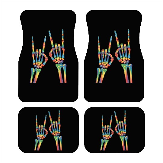 Skeleton Rock Hand Rainbow LGBTQ Gay Lesbian Pride Car Mats