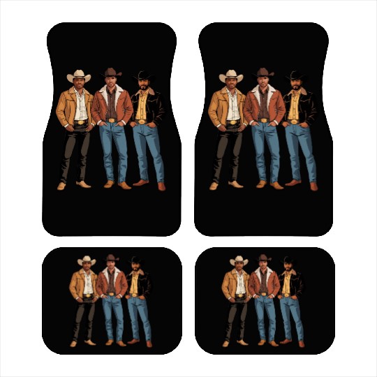 Cowboy Black African American Rodeo Car Mats