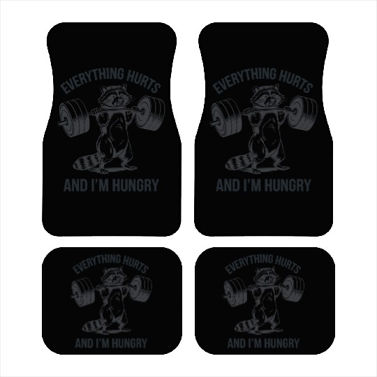 Fitness Gym Sport Weightlifting Raccoon Motivation Car Mats
