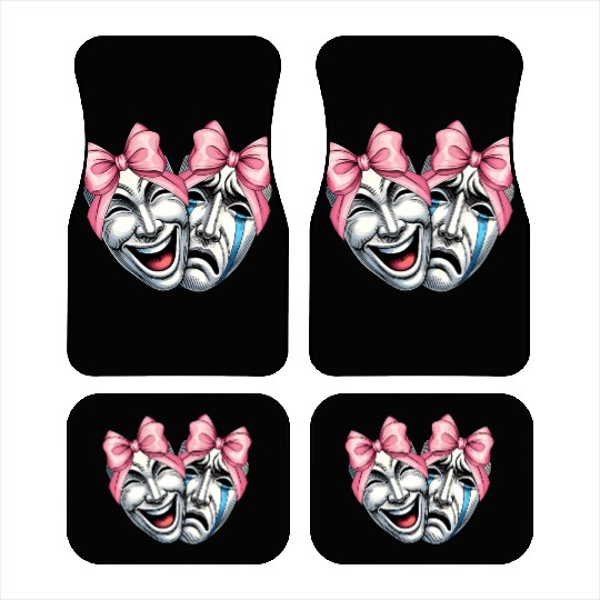 Coquette Bow Theatre Mask Drama Comedy Artist Girl Car Mats
