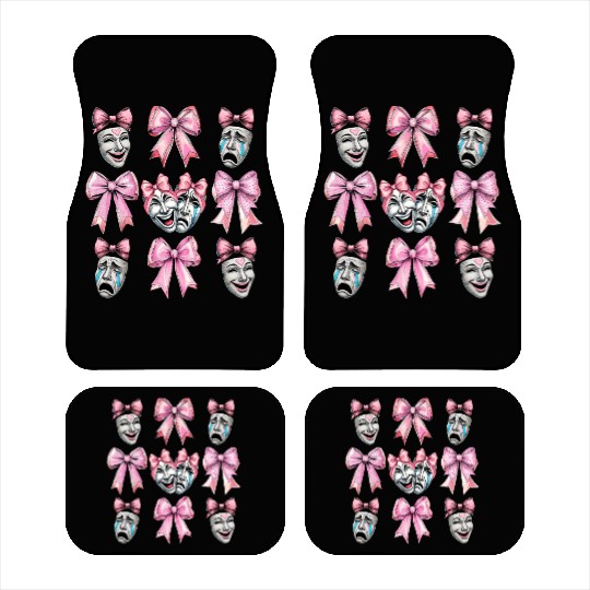 Coquette Bow Theatre Mask Drama Comedy Artist Girl Car Mats