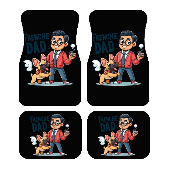 Frenchie Dad Cartoon Design Car Mats
