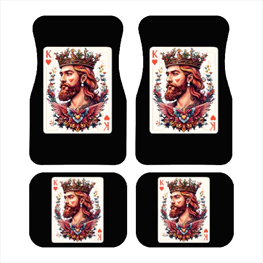 King of Hearts Card Illustration Car Mats
