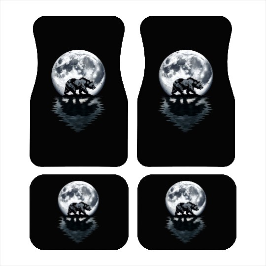 Bear Silhouette Under Full Moon – Wilderness Wildl Car Mats