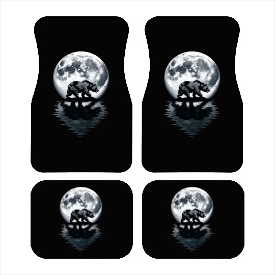 Bear Silhouette Under Full Moon – Wilderness Wildl Car Mats
