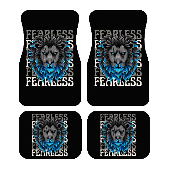 Black Blue Illustrative Fearless Car Mats