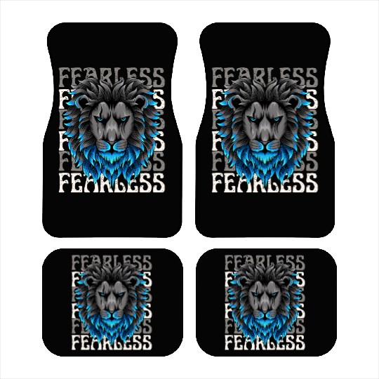 Black Blue Illustrative Fearless Car Mats