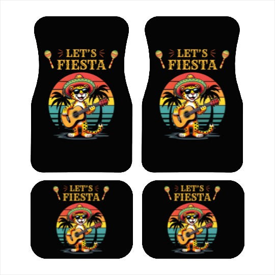 Retro Sunset leopard Fiesta Guitar Party Vibes Car Mats