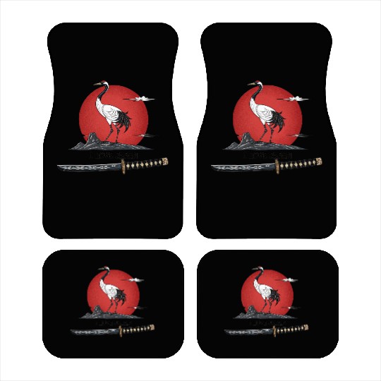 Japanese Crane with Katana and MounT FUJI POSTER Car Mats