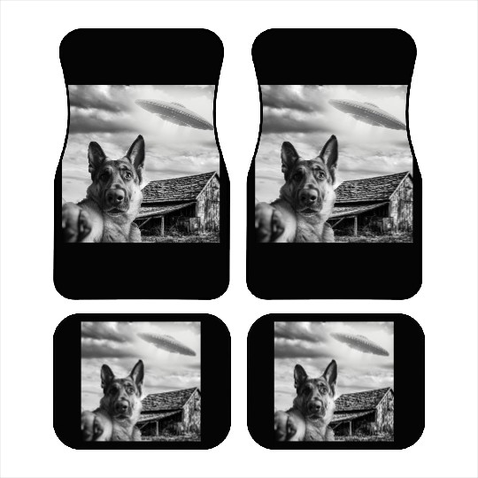 Dog Selfie With Alien Ufo Car Mats