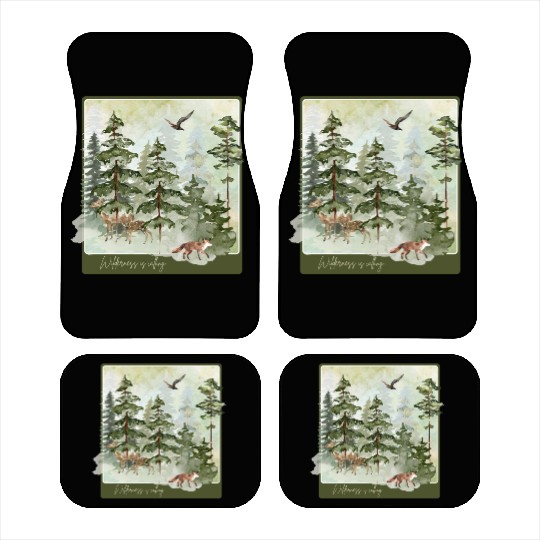 Wilderness is Calling – Watercolor Fox & Forest Car Mats