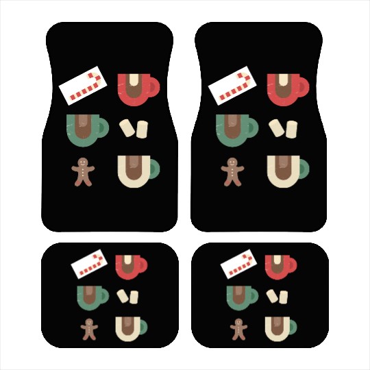 Cute Retro Hot Cocoa Christmas Mug Design Car Mats