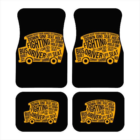 School Bus Driver Funny Yellow Bus Car Mats