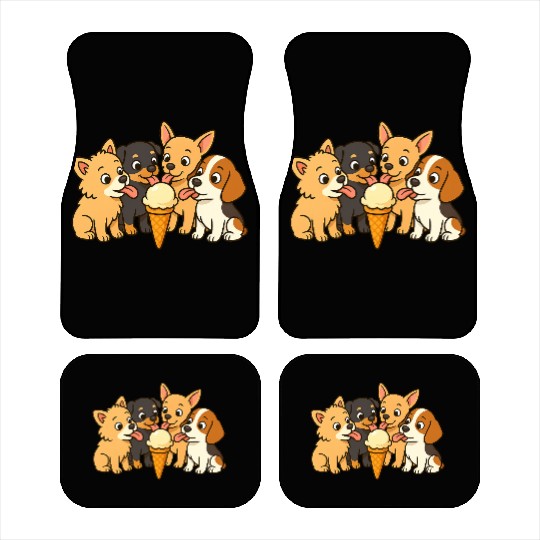 Adorable Puppies Enjoying Ice Cream Car Mats