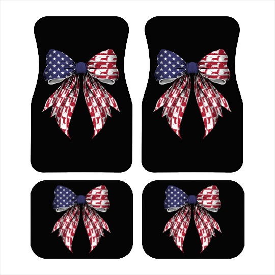 Coquette Bow Dachshund Dog US Flag Patriotic Car Mats