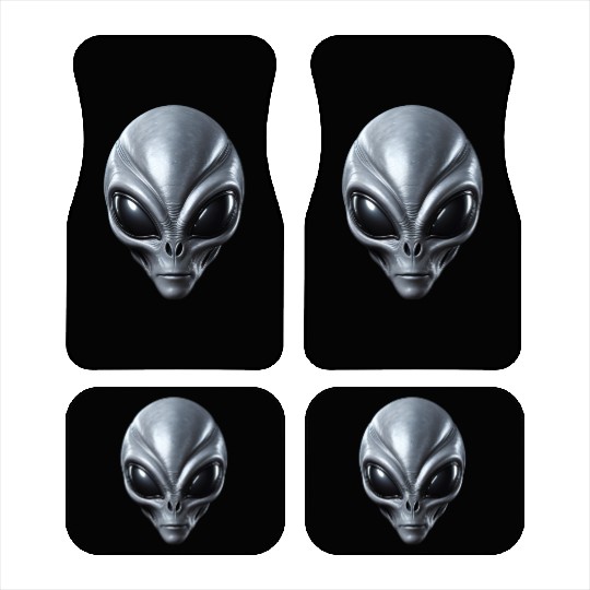 Real Grey Alien Extraterrestrial Face Car Mats