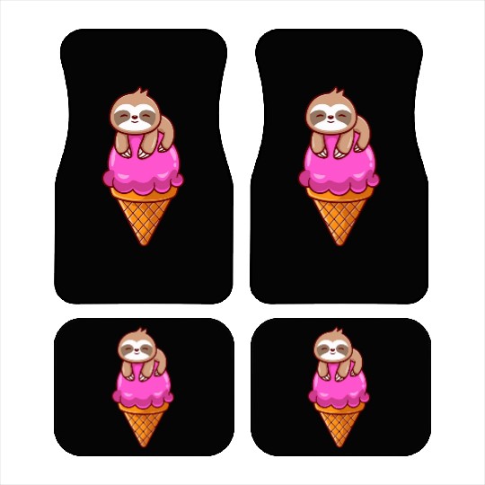 Adorable Sloth on Ice Cream Cone Print Car Mats