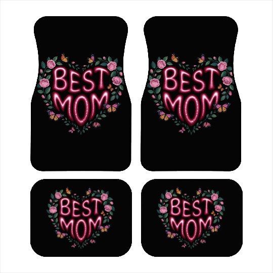 Trendy Best Mom Ever, Mother's Day Heart Floral Car Mats