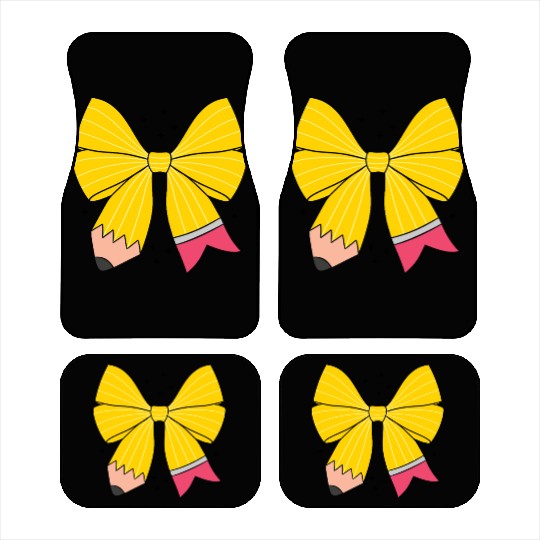 Retro Pencil Coquette Bow Teacher Car Mats