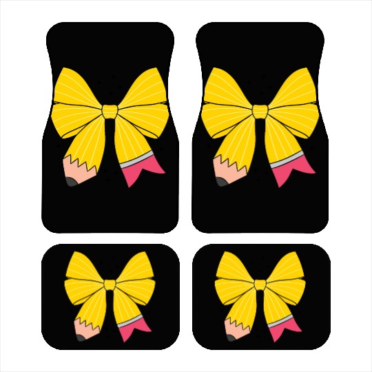 Retro Pencil Coquette Bow Teacher Car Mats