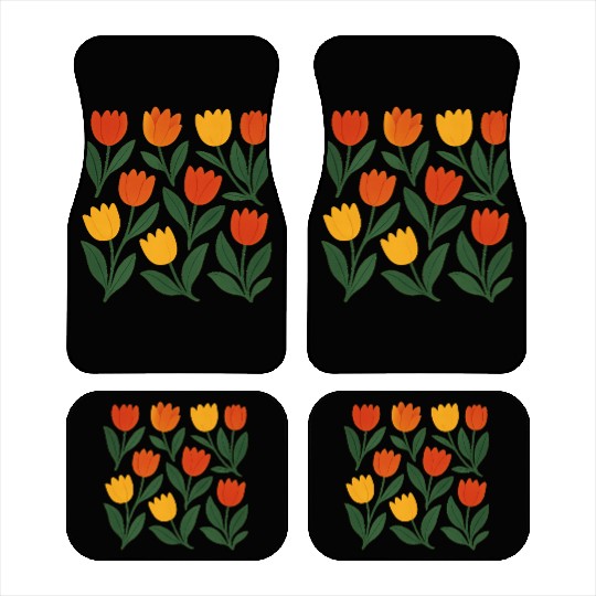 Bright Tulip Garden Pattern Car Mats