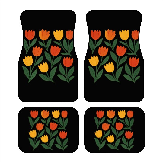 Bright Tulip Garden Pattern Car Mats