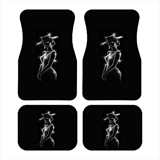 Elegant Night Diva in Sparkling Hat and Dress Car Mats